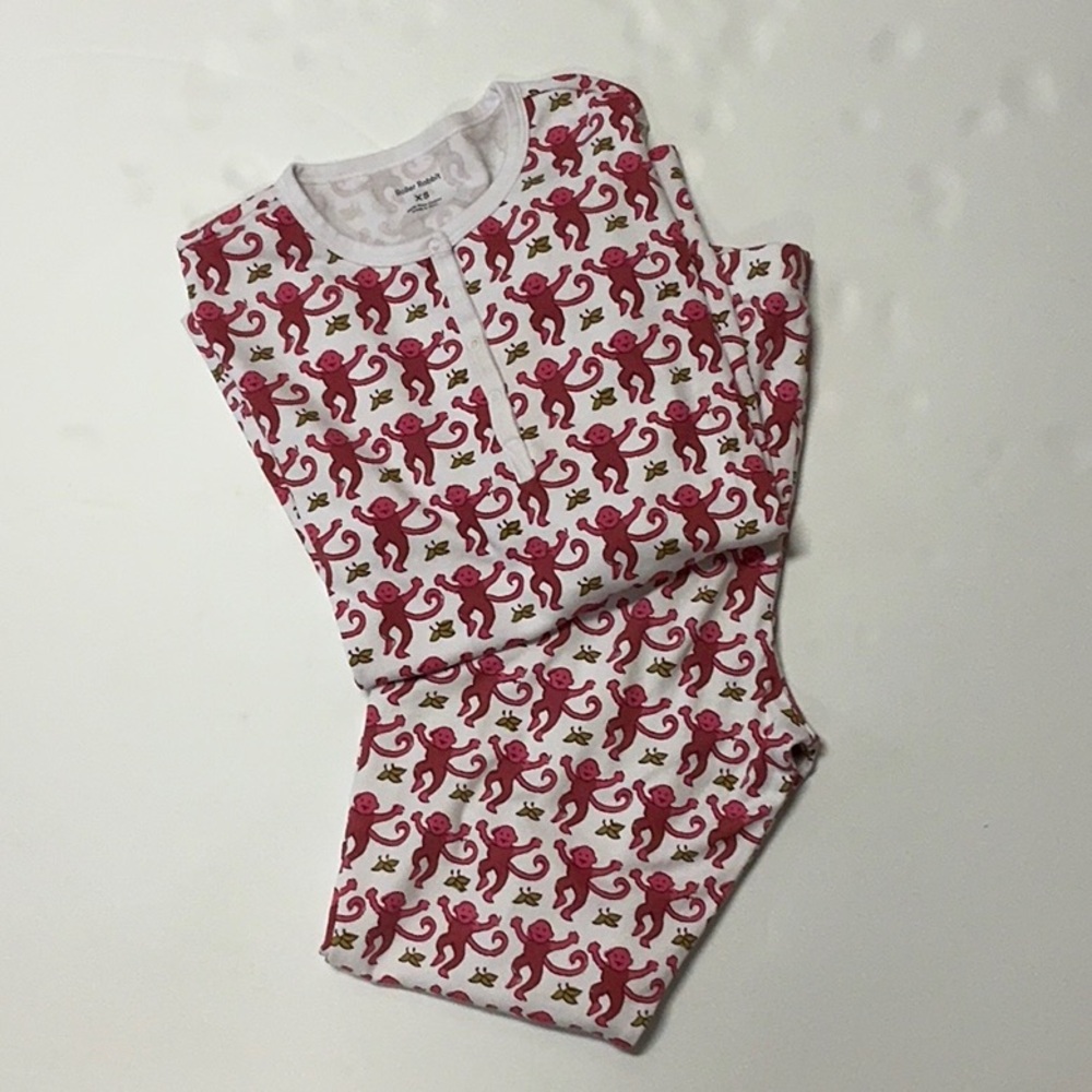 Roller Rabbit Red and White Monkey Pajama Set